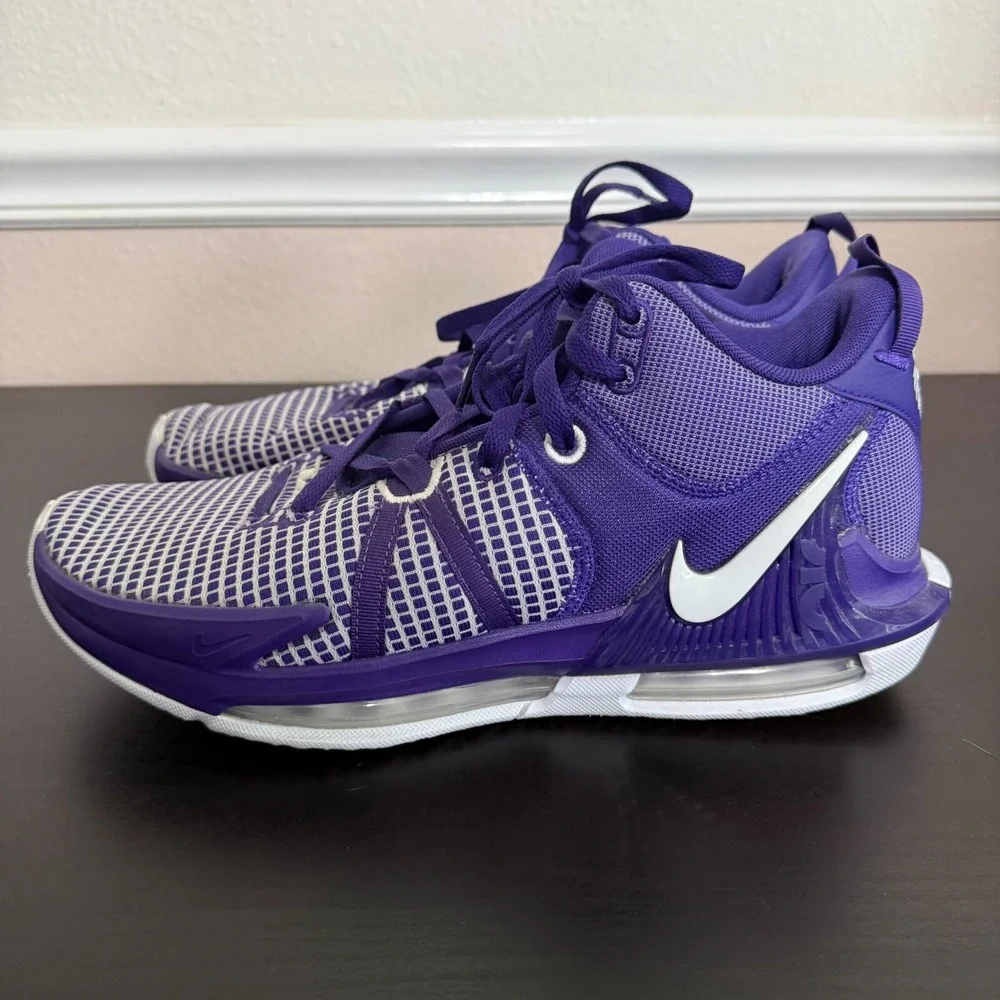 Nike Lebron Witness Vii Sneakers Mens 12 Purple White Lace-Up Running Shoes‎